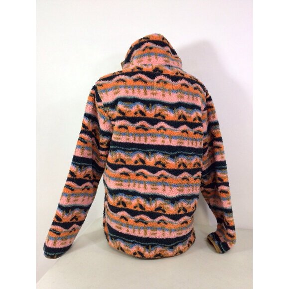 Billabong Fleece Plaid Jacket Snap Front Pullover Womens Medium - Picture 5 of 8